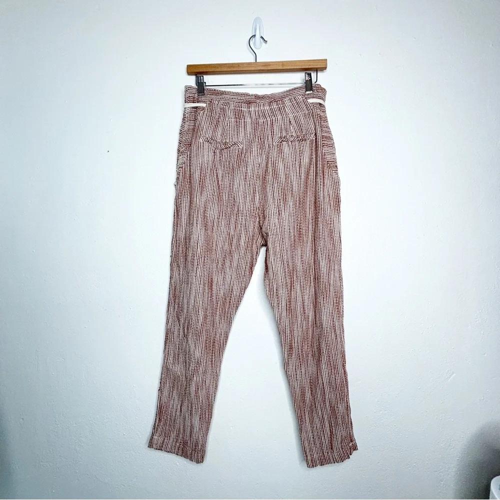 Free People Caraway Light at Sunrise Striped Crop Pants Brown Ivory Size 8 EUC